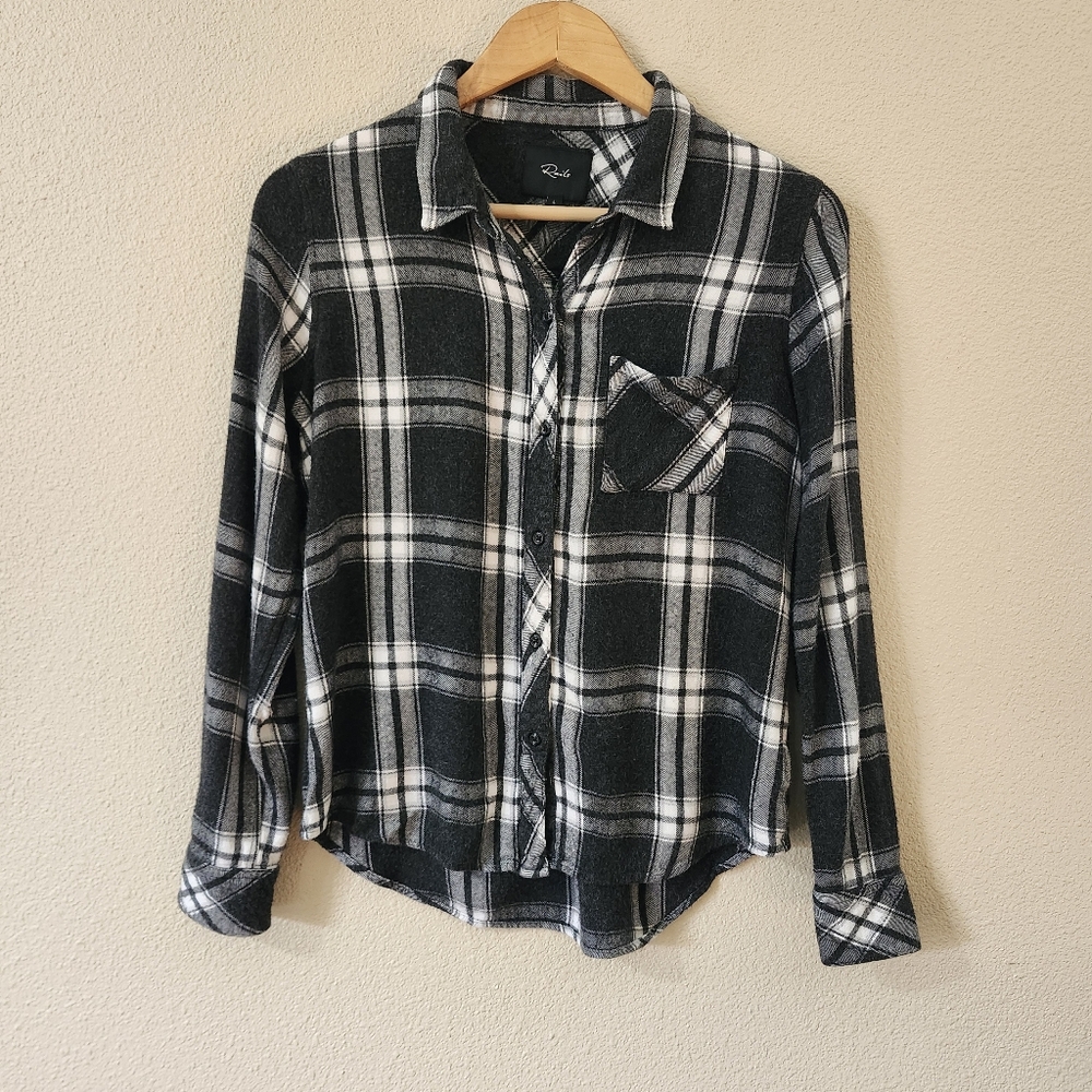 Rails Hunter Button Front Shirt In Coal White Large